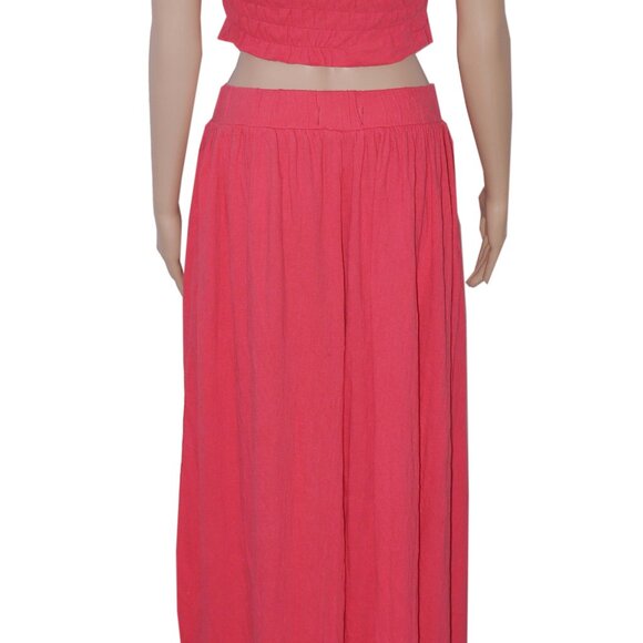 Free People Solange Set Ruffle Pull-On Wide-Leg Smocked Top & Pants S - Picture 6 of 8